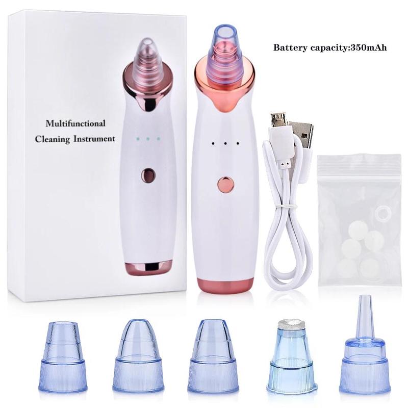 Electric Blackhead Cleaner, 1 Box Rechargeable Facial Pore Cleaner with 4 Counts Replacement Tips, Multifunctional Facial Skin Care Instrument