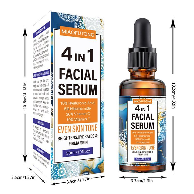 4 in 1 Facial Serum, 3 Counts Moisturizing Skin Care Serum Suitable All Skin Types, Hydrating Facial Essence for Women & Men, Christmas Gift