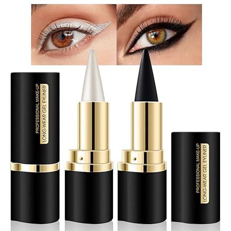 2 Pcs Black Gel Eyeliner, Easy To Use, Matte Waterproof Eye Liner Pencils, Eye Black Eyeshadow Stick Makeup, Delineador De Ojos Contra El Agua Brush Lipliner Cosmetic Wife Silky Pigment Gift livaclean