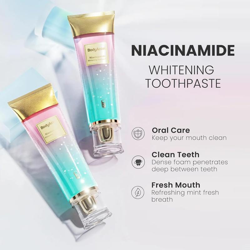 Bodyaccel Toothpaste, Niacinamide Toothpaste, Whitening Toothpaste for Adults, Mint Toothpastes for Cleansing