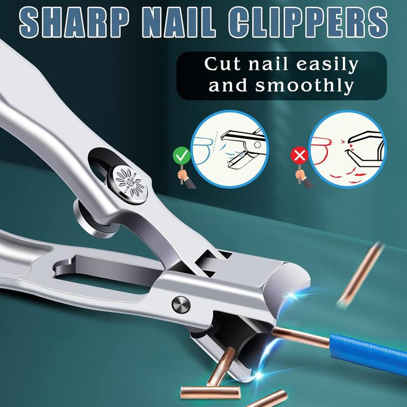 2024 Upgrade Nail Clippers - Large Wide Jaw Opening Toe Nail Clippers for Seniors, Kid, Heavy Duty Stainless Steel No Splash Fingernail Clipper Cutters Long Handle with Catcher