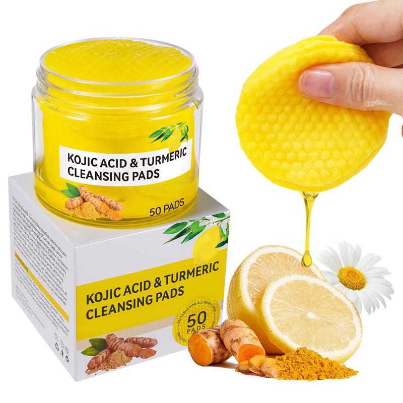 Kojic Acid & Turmeric Cleansing Pads - Exfoliating Summer Facial Pads for All Skin Types, Unisex