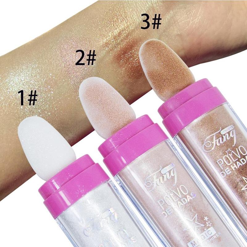 Fairy Highlighter Patting Powder, Magic Color Shiner, Face Body Glitter Powder Stick for Women, Natural Patting Glowing Powder for Makeup, Facial Cosmetic