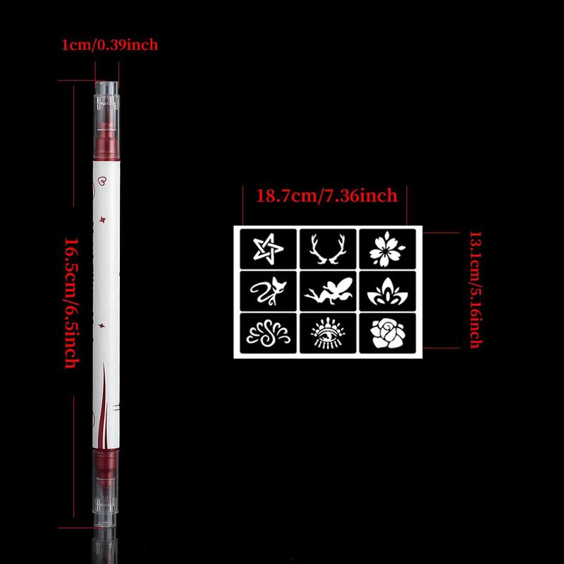 Body Face Art Tattooing Marker Pen Kit, 10pcs Temporary Tattoo Marker Pen & 6 Sheets Tattoo Stencils, Body Makeup Tool for Women & Men