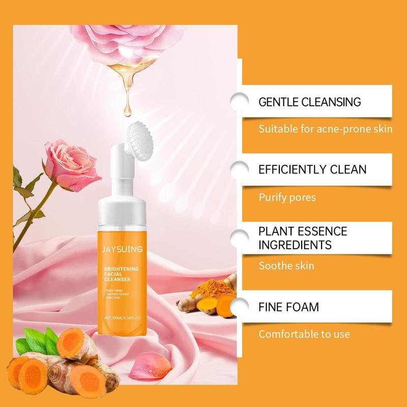 Turmeric Brightening Facial Cleanser, 1 Box Gentle Deep Cleansing Facial Mousse, Moisturizing Facial Cleanser, Facial Skin Care Product for Women & Men