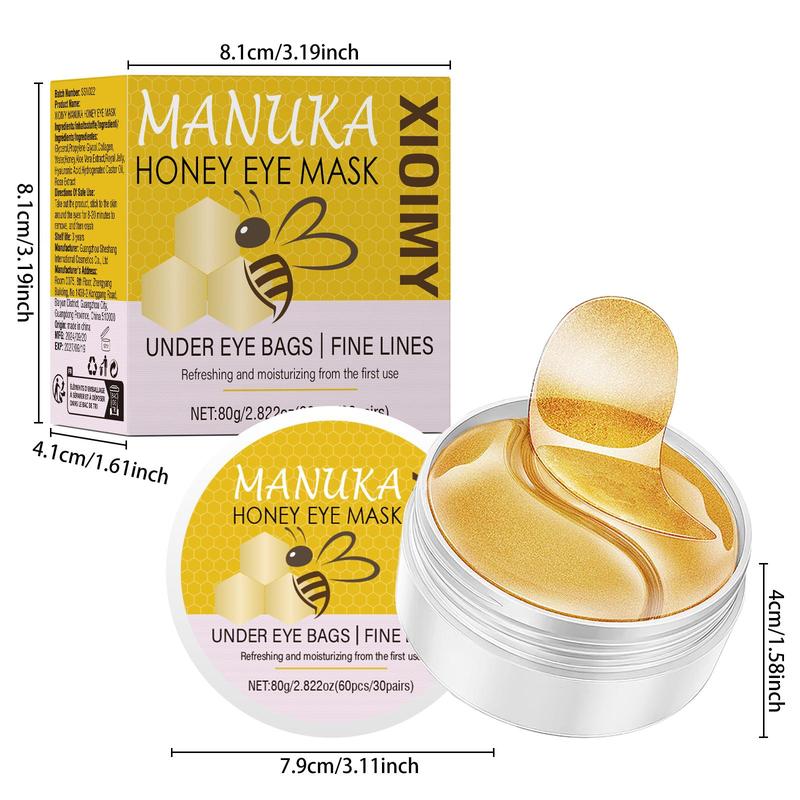 Manuka Honey Eye Mask, 60pcs box Deep Moisturizing Firming Eye Mask, Eye Care Product for Women & Men, Daily Skincare Product for Daily Use