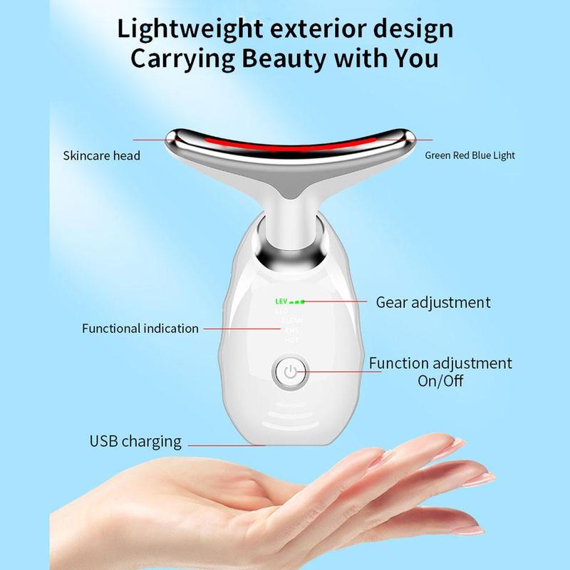 7 Colors Neck Face Lifting Massager, 1 Count Neck Skin Tightening Machine, Face Neck Massager, Multifunctional Facial Skin Care Tools, 7 Color Led Face Neck Beauty Instrument for Home for Men Women at Home Outdoors, Halloween, Christmas, Fall, Winter Gift