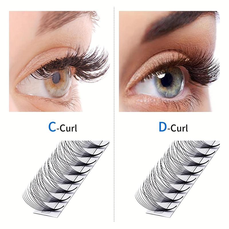 Mixed Length False Eyelashes, 500pcs 1000pcs Natural Curling Wispy Cat Eye Faux Cluster Lashes Strip Lashes, Lengthening and Volumizing Faux Eye Lashes for Women and Girls Eyelash Extensions, Makeup Products