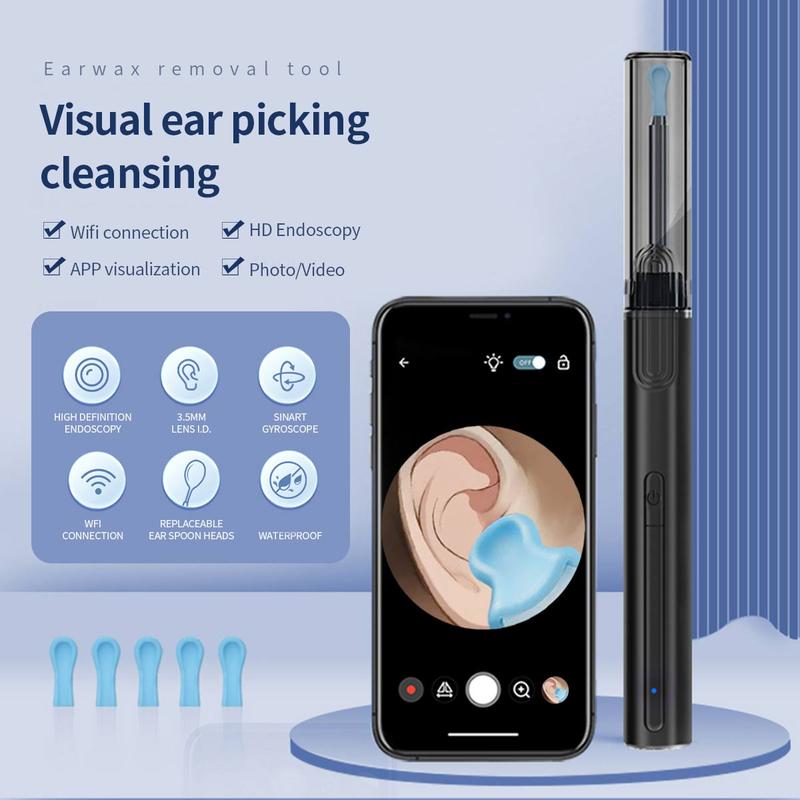 Intelligent Visual Ear Scoop with Accessories, 1 Set Waterproof Ear Cleaner with Camera, Earwax Removal Kit for Daily Use, Christmas Gift