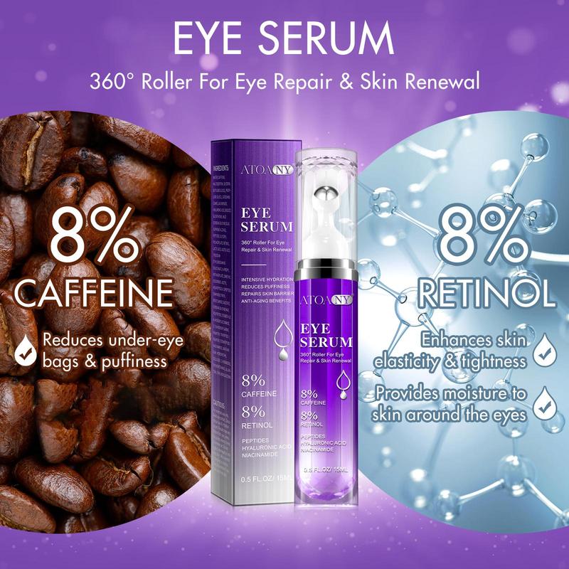 Caffeine Eye Serum, Hydrating & Firming Eye Serum, Roller Ball Application Design Eye Care Essence for Girls