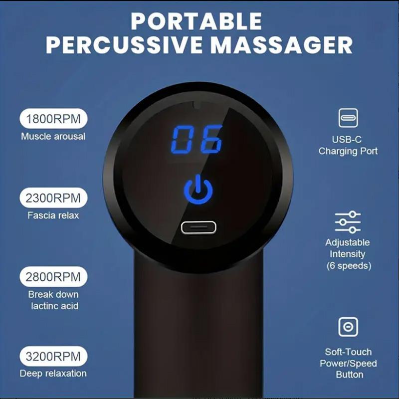 Portable Mini Muscle Massager with 4 Massage Head, Rechargeable Percussive Massager, Lightweight Tissue Handheld Body Back Muscle Massager