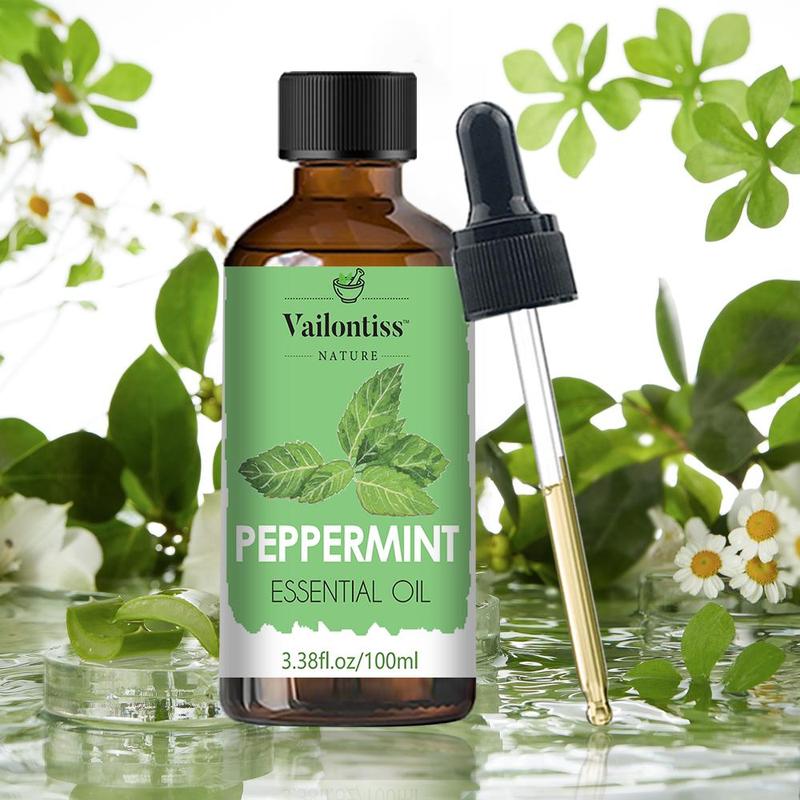 Vailontiss Peppermint Essential Oil, Large Capacity Pure Peppermint Essential Oil, Premium Quality, Includes A Dropper, Suitable for Facial and Body Skincare, Facial Care, Body Care, Nail Care, Hair Care and Eyelash Care, Ideal for Use in Spas, Yoga