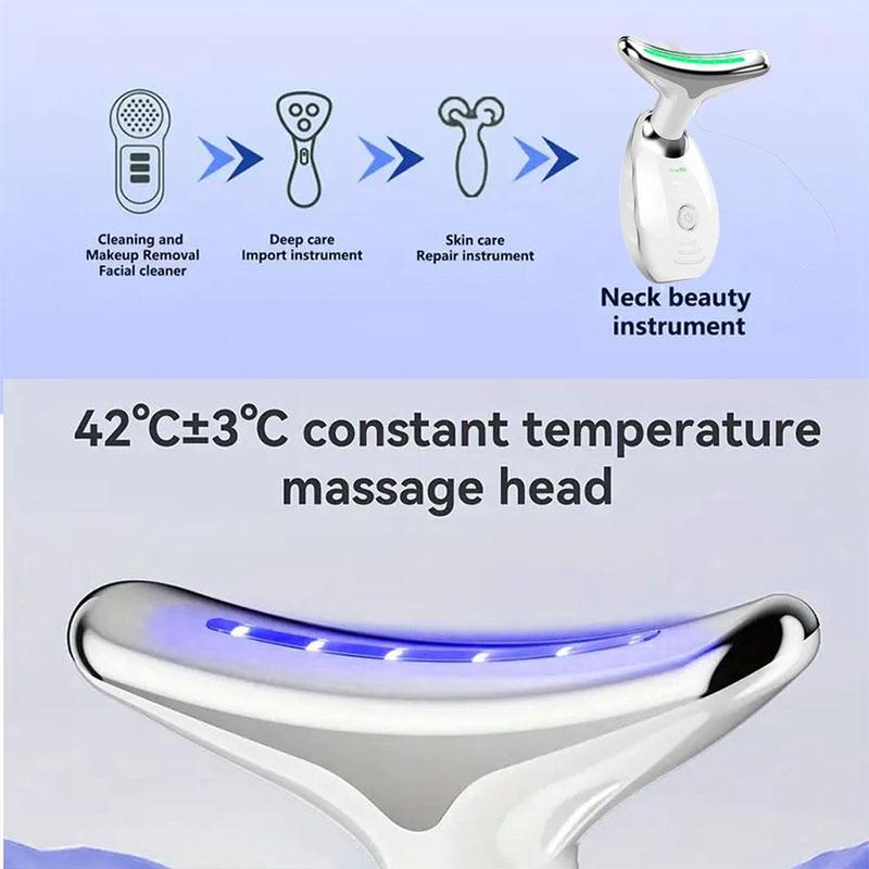 7 Colors Neck Face Lifting Massager, 1 Count Neck Skin Tightening Machine, Face Neck Massager, Multifunctional Facial Skin Care Tools, 7 Color Led Face Neck Beauty Instrument for Home for Men Women at Home Outdoors, Halloween, Christmas, Fall, Winter Gift