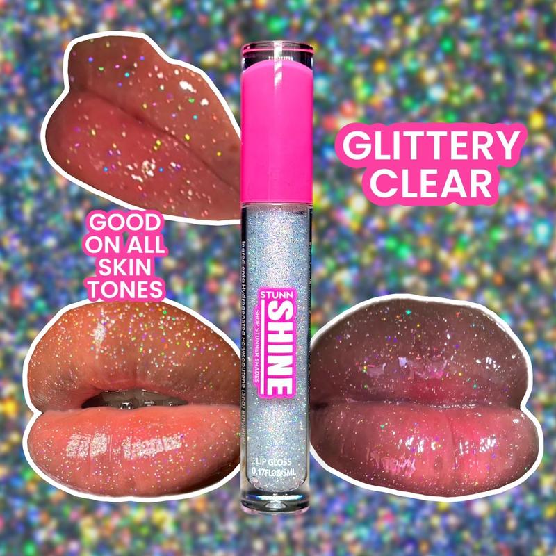 GLITTERY HOLO LIPGLOSS Hydrating Glossy Moisturizing Shiny Lip Oil Gloss Peach Scent Glitter Gloss Smooth Makeup