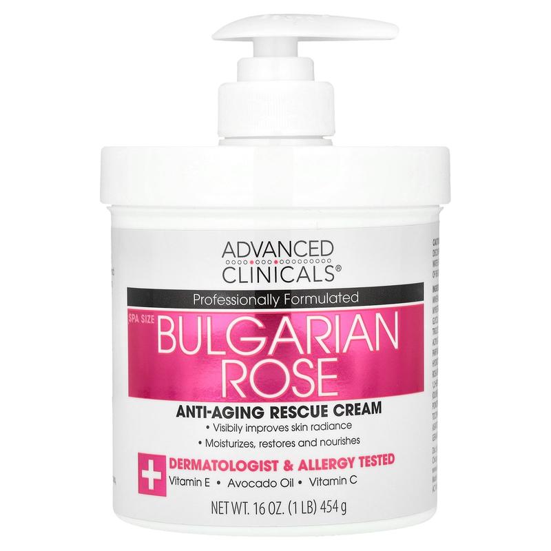 Advanced Clinicals Anti-Aging Rescue Cream, Bulgarian Rose, 16 oz (454 g)