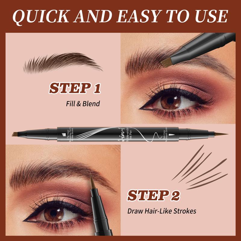 Magical Precise Waterproof Brow Pen,4 Tip Microblade Eyebrow Pen,Eye Brow Contouring Pen Pencil,Eyebrows Gel Makeup,delineador lapiz para cejas,24 Hours Long Lasting Smudge Proof,01 Light Brown Cosmetic