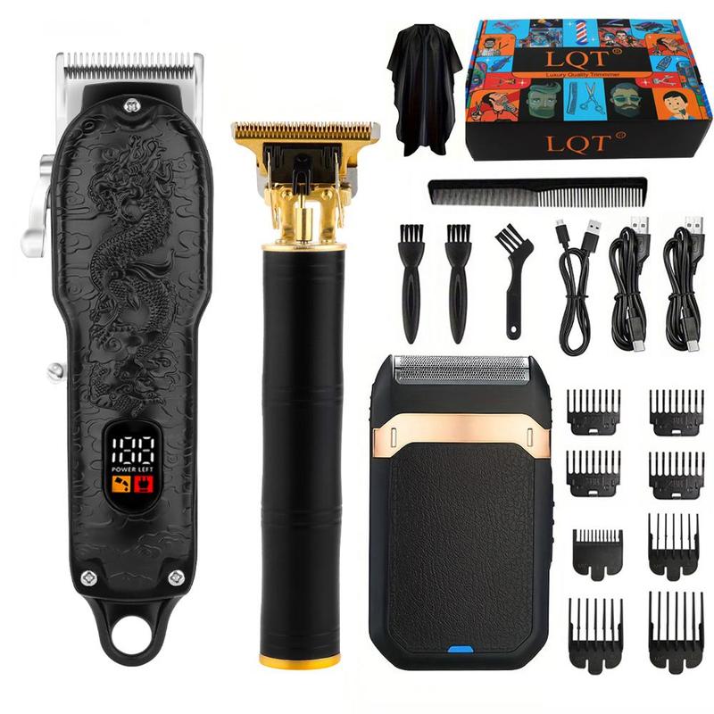 Professional Barber Clipper Set, Cordless Hair Trimmer for Men, Rechargeable Men's Hair Cutting Kit, Beard Trimmer & Nose Hair Trimmer Set