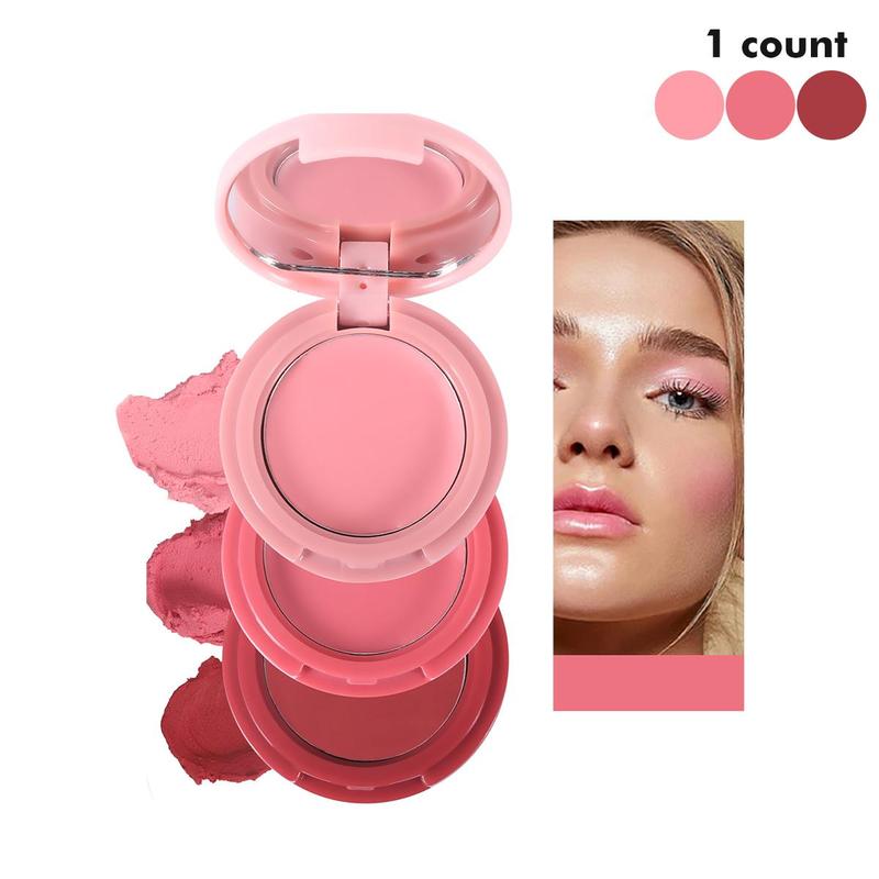 3 in 1 Blush Palette, 1 Count Long Lasting Blush Powder, Cheeks Contour Blush Pressed Powder, Natural Look Blush for Daily Makeup