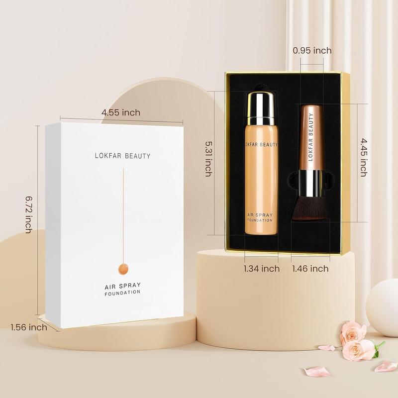 Airbrush Foundation Set with Soft Makeup Brush, [Light Weight], [Long Lasting], [Anti-aging Ingredient], [Oil Control Formula], Full Coverage Foundation for All Skin Type, 02# Nude