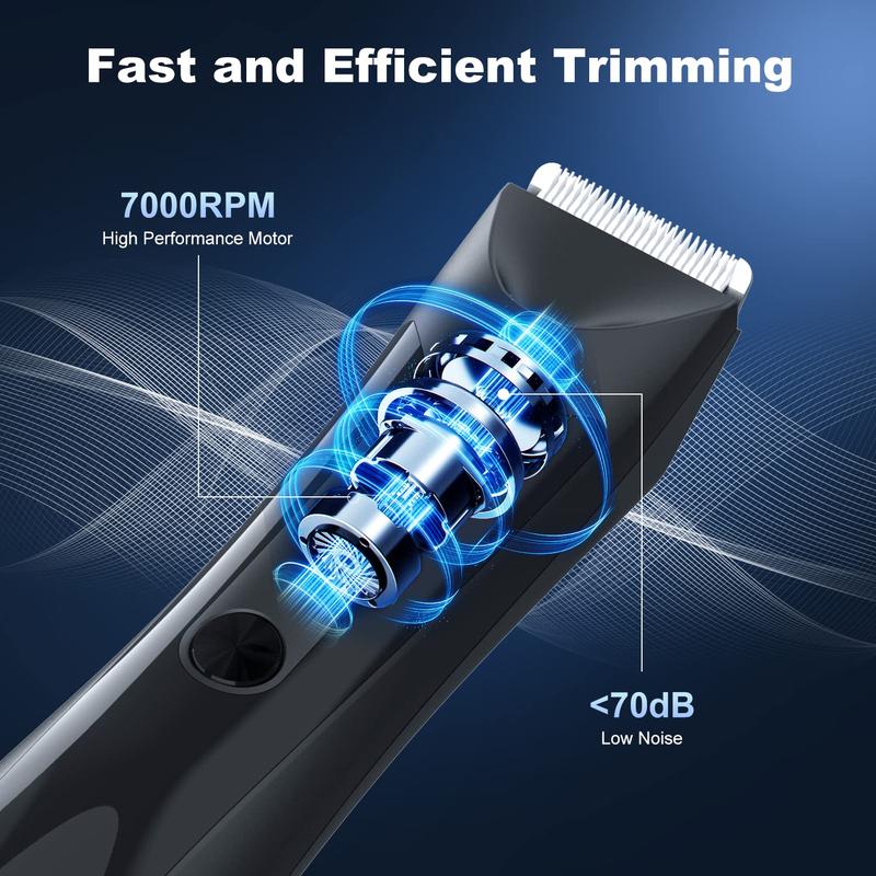 Electric Body Hair Trimmer for Men, Pubic Hair Trimmer Clipper Shaver, Rechargeable Cordless Body Hair Groomer with Four Guide Combs for Body Hair, Ball and Groin Area.