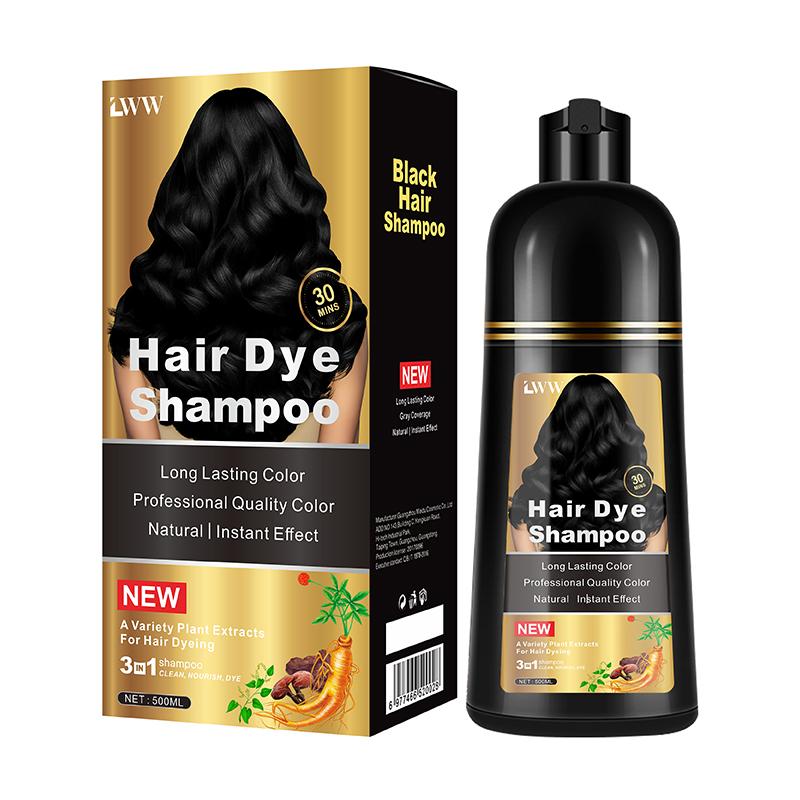 Black Hair Dye Shampoo - 3-in-1 Instant Hair Color with 100% Grey Coverage, Herbal Ingredients, Gentle Nourishing Formula, Long-lasting Shine, Easy to Use for All Hair Types