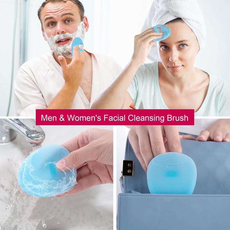 Super Soft Silicone Face Cleanser and Massager Brush Manual Facial Cleansing Brush Handheld Mat Scrubber for Sensitive, Delicate, Dry Skin (Pack of 4)