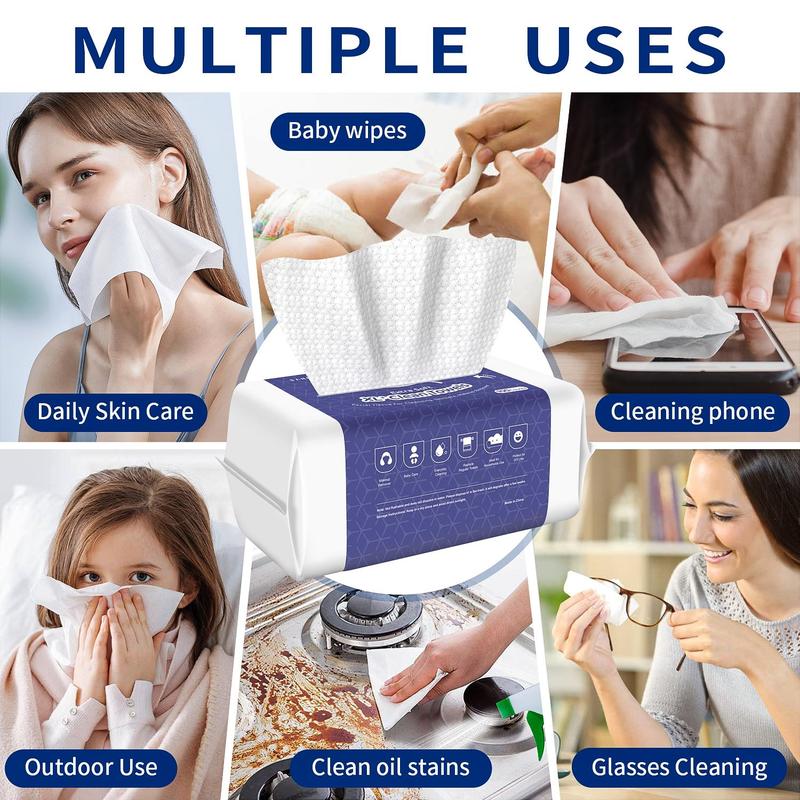 Summer Comfort Disposable Facial Cleaning Towel, 100pcs pack Gentle Facial Wash Cloth for Sensitive Skin, Lint- Free Facial Tissue for Cleansing, Skincare and Makeup Remover, Dry Wipes, Skincare Tools, Skin Care Products