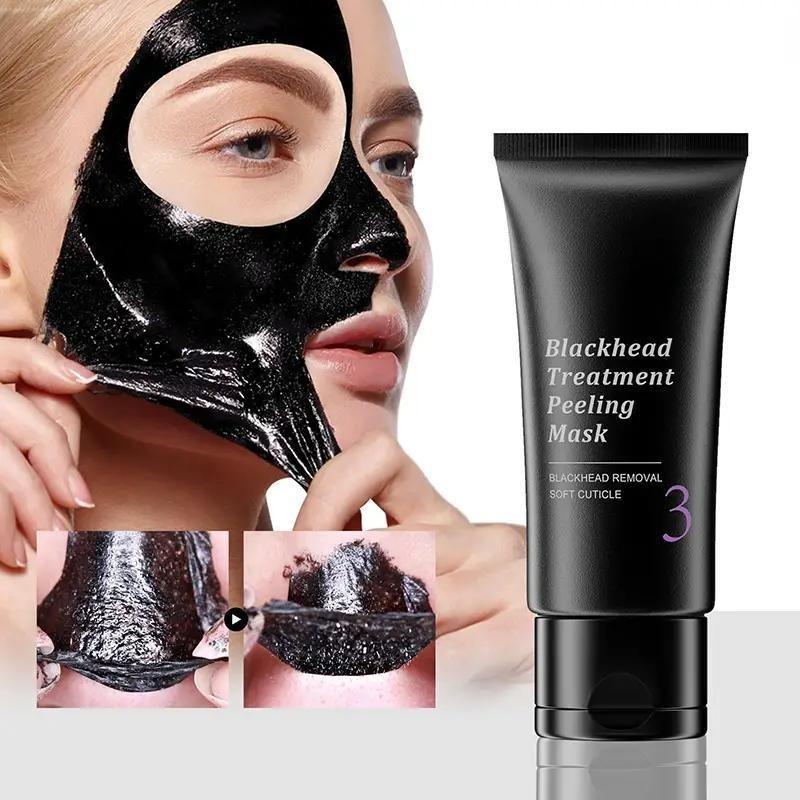 Bamboo Charcoal Facial Mask for Blackheads - 50g Black Dot Remover for Nose and Face, Anti-Acne Pimple Treatment, Deep Cleansing Skin Care