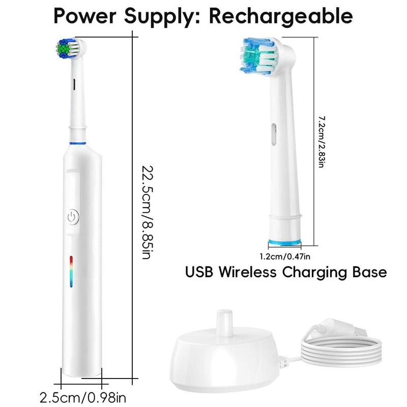 Electric Toothbrush Set 4 Replacement Brush Head, 1 Box Rechargeable Smart Rotating Electric Toothbrush, Oral Care Product, Christmas Gift