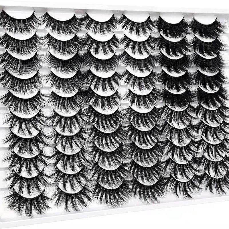 Lightweight Fluffy False Eyelashes, 30 Pairs Wispy Cat Eye Faux Lashes, Natural Curling Soft Strip Lashes, Full Volume Eyelash for Eyelashes Extensions, Summer Cosmetic Gift, Multi-layer Eyelashes