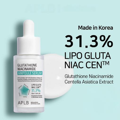 APLB - Glutathione Niacinamide Ampoule Serum, 40ml Lightweight Moisture Soothing Hydrate Skin Repair