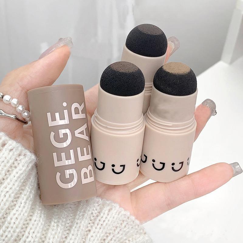 Gege Bear Hairline Contouring Shadow Powder Stick, Portable Natural Instant Hairline Contour Stick With Sponge Tip, Convenient to Use, Hair Makeup For Women