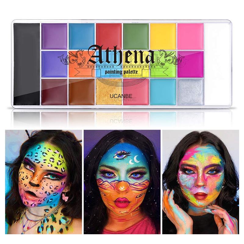 UCANBE Athena Face and Body Oil Paint Palette, Professional and Safe Non-Toxic Tattoo Halloween Special Effects Party Makeup Kit for Kids and Adults.