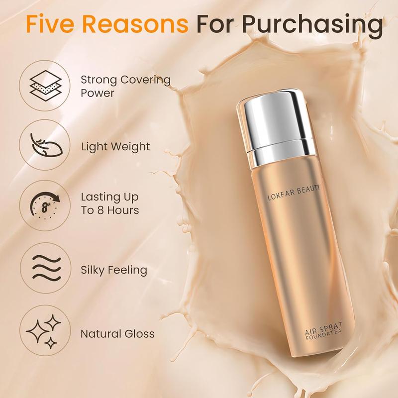 Airbrush Foundation Set with Soft Makeup Brush, [Light Weight], [Long Lasting], [Anti-aging Ingredient], [Oil Control Formula], Full Coverage Foundation for All Skin Type, 02# Nude