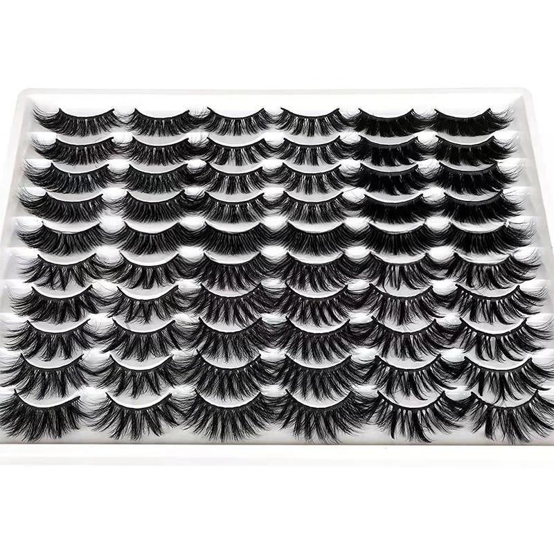 Lightweight Fluffy False Eyelashes, 30 Pairs Wispy Cat Eye Faux Lashes, Natural Curling Soft Strip Lashes, Full Volume Eyelash for Eyelashes Extensions, Summer Cosmetic Gift, Multi-layer Eyelashes