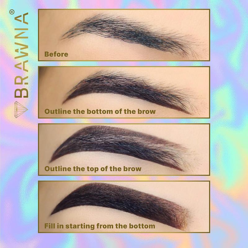 BRAWNA 6 Pack Brow Pro Peel Off Pencils with Sharpener - Waterproof Mapping Pencils - Light Medium Dark Brown