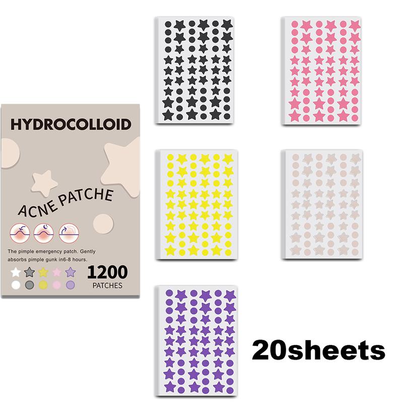 Hydrocolloid Acne Pimple Patch Set for All Skin Types - 600 Counts, Unisex Adult - Hypoallergenic, Unscented & Alcohol-Free, Waterproof Cleansing Pimple Strips - Non-Toxic, No Accessory, Quick Clean Effect Skincare Blend