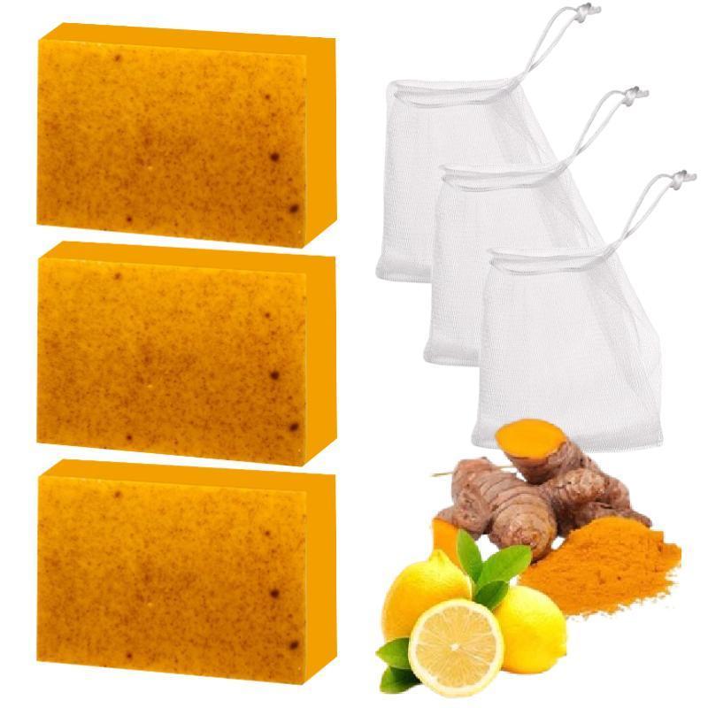 3pcs Turmeric Soap,Deep cleansing Soap,Moisturizing Soap For Face & Body,Body wash & Soap For Women & Men jabon curcuma Body Care Comfort Skin Care Skin Repair Cleanser Moisture Hydrating