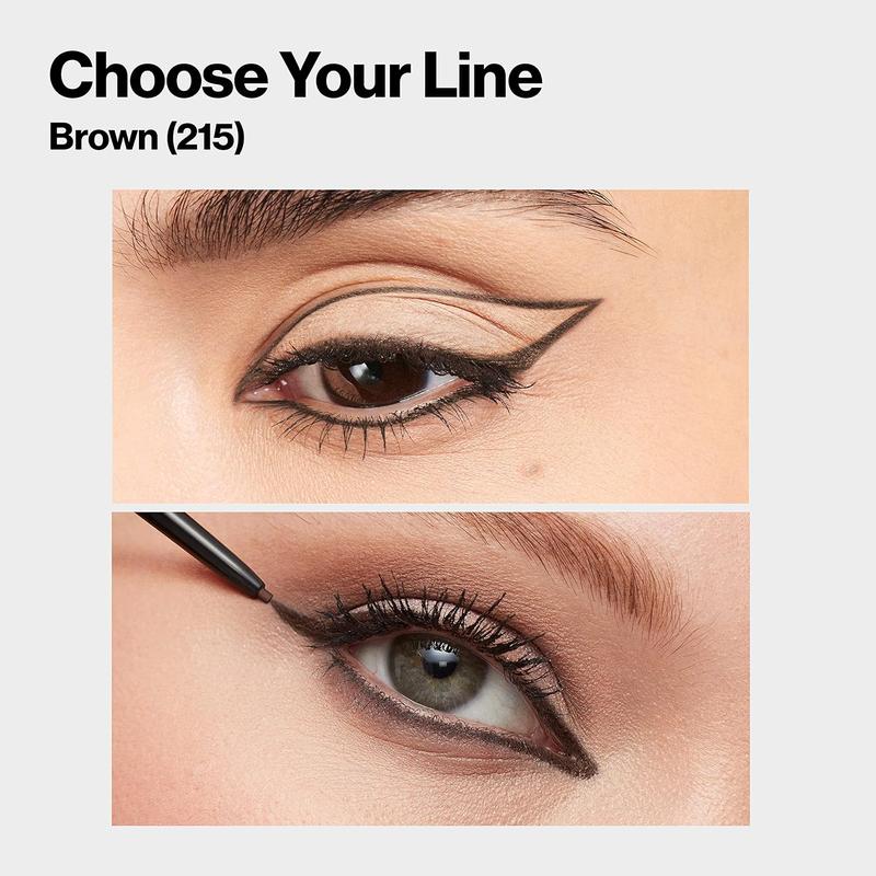 Eyeliner, Hyper Precision eye makeup with built-in smugger, waterproof, longwearing with micro precision tip, 215 Brown, 0.002 oz