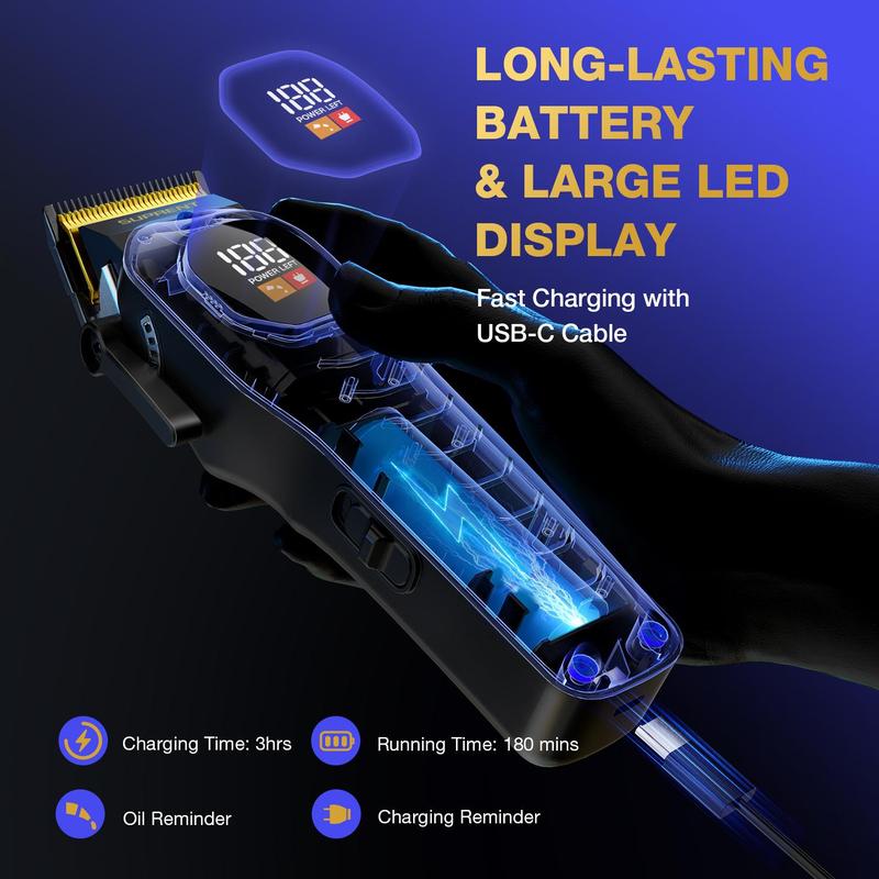 [SUPRENT PRO The Black Scorpion] hair trimmer for men  dermaplane razor mustache trimmer personal care products-Rechargeable Heavy-Duty Motor Hair Cutting Kits with LED Display