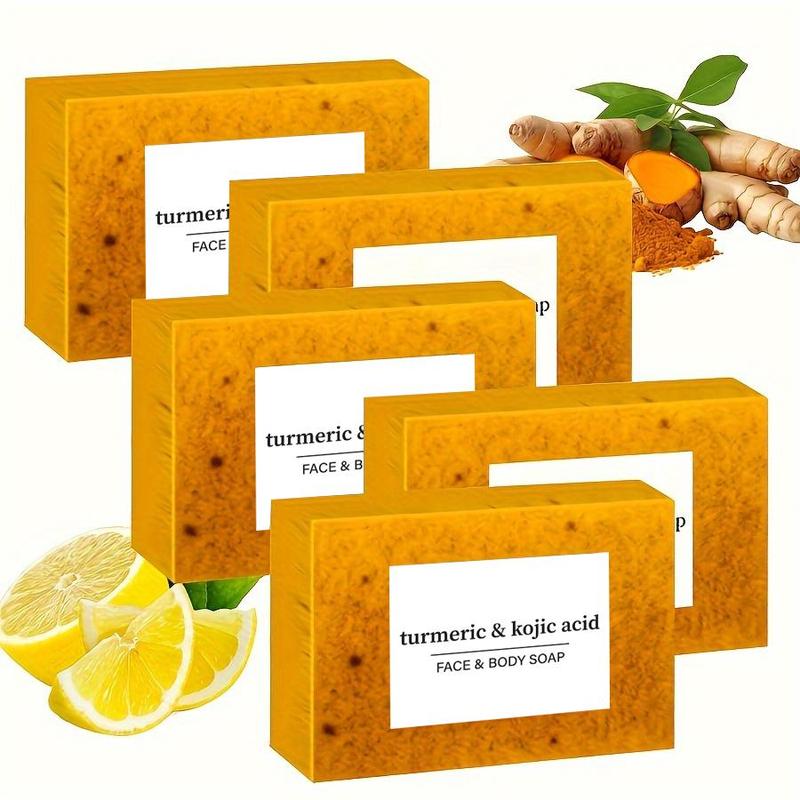 Turmeric Soap, 5 Counts Deep Cleansing & Moisturizing Skin Soap, Brightening & Firming Soap Bar for Body & Face, Body Wash & Cleansers for Women & Men