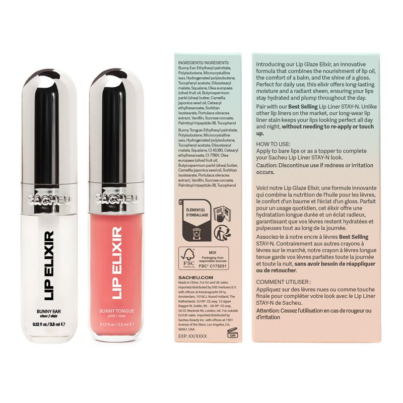 Lip Elixir - Nourishing Lip Glaze - Long-lasting Shine & Hydration Gloss Lipgloss Lipstick Makeup Applicator Bunny