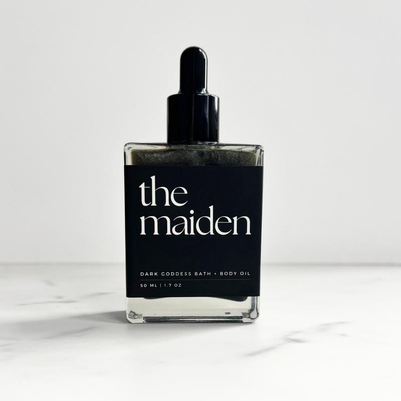 The Maiden | Dark Goddess Ritual Bath + Body Oil  | Shimmer Oil | Lily of the Valley + Cypress + Gardenia