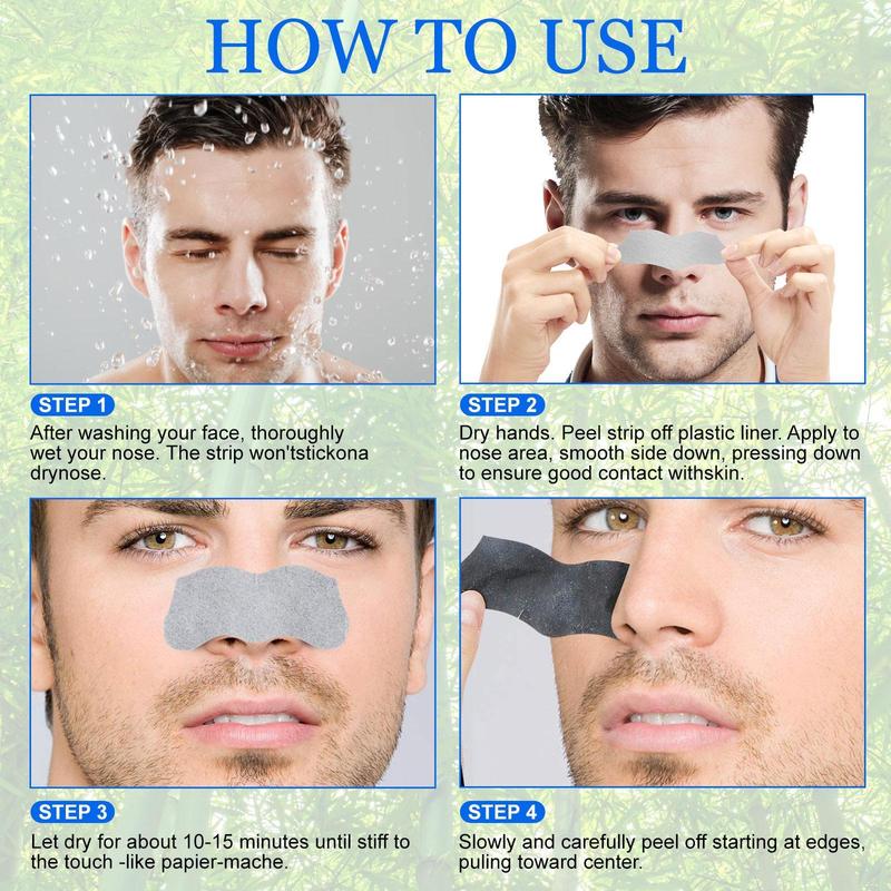 Men's Nose Pore Cleaning Patches, 2 Boxes Nose Pore Strips, Deep Cleansing Nose Strips, Gentle Skin Care Products for Men