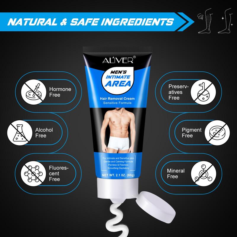 Men's Hair Removal Cream, Gentle and Non-irritating Hair Removal Cream, Clean and Refreshing Hair Removal Product for Men