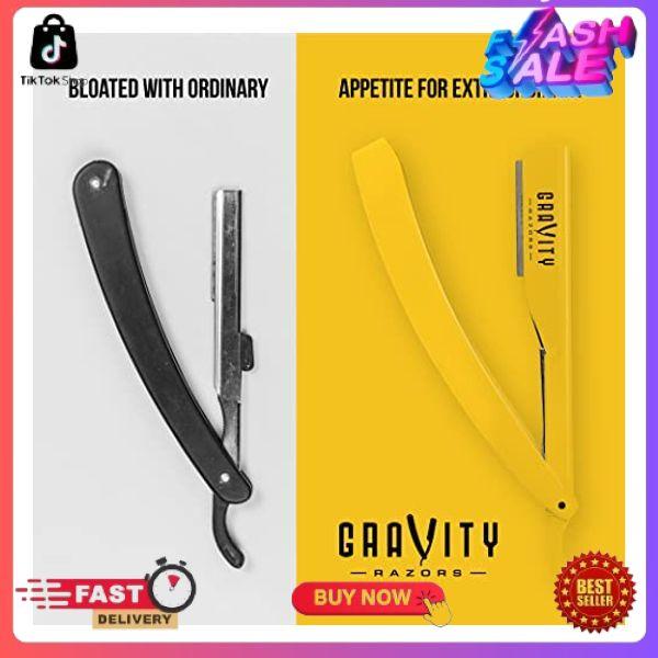 Professional Straight Razor - Ultra Exposed Straight Razor Kit with 10 Gravity Premium Blades, 2mm Exposed (