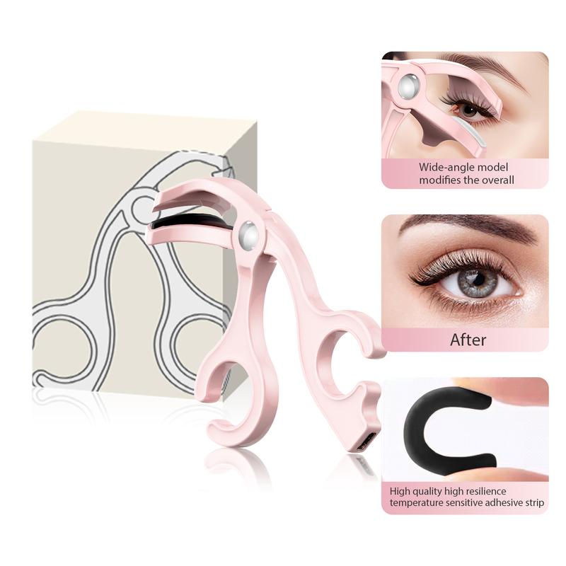 Portable Electric Heated Lash Curler Rechargeable with Sensing Heating Silicone Pad, USB fast charging Pink and White eyelash Cosmetic Makeup Plastic