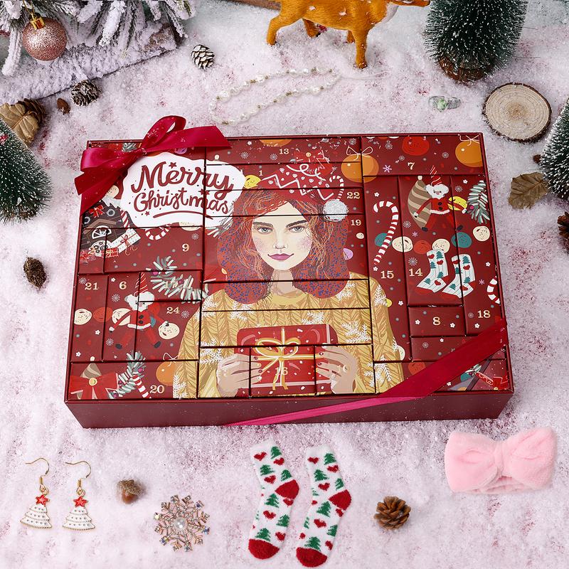 [Cyber Monday] Advent Calendar 2024-2025, 24 Pieces Beauty Fashion makeup and Jewelry Countdown Gifts Holiday,  Surprise Gift Set Christmas Decor Christmas Gifts for Women,for Christmas Deals surprises nail art false eyelashes necklaces earrings Cosmetic