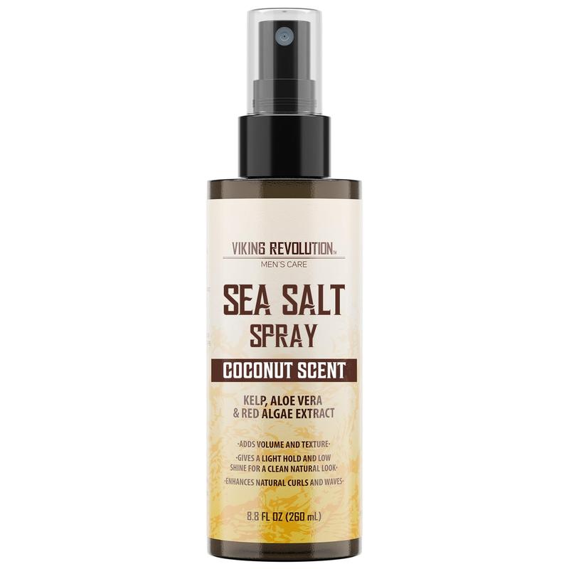 Viking Revolution Coconut Sea Salt Spray for Hair Men - Hair Texturizing Spray with Kelp, Aloe Vera & Red Algae Extract - Surf Spray to Add Volume and Texture - Sea Salt Spray for Men Beach Hair Spray