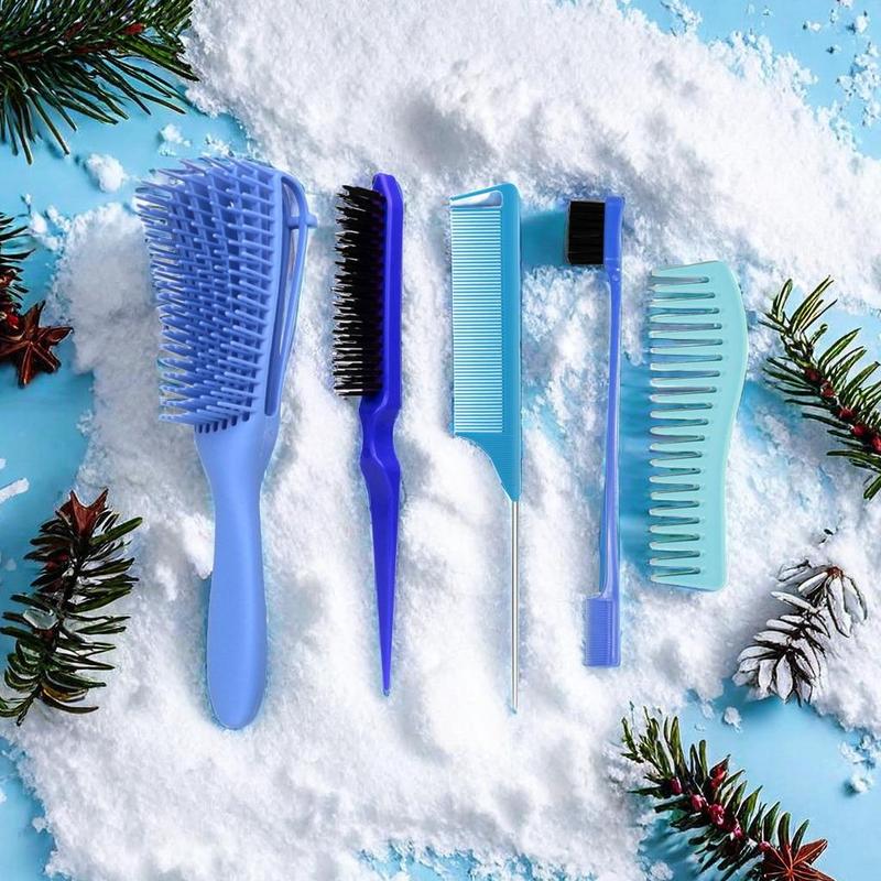 Heatless Hair Styling Comb Set, 5 Counts Teasing Hair Comb & Pointed Tail Comb & Eyebrow Shaping Brush, Hair Styling Tools for Home & Salon